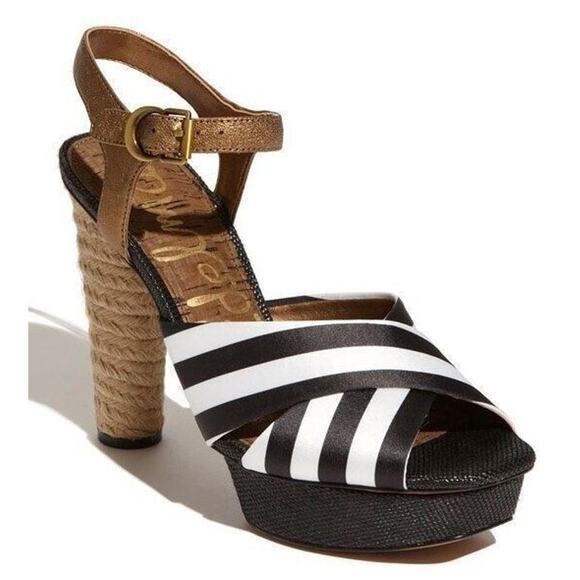 Sam Edelman Mabel Striped Ankle Strap Platform Espadrille Sandals Size 9.5 $140 - Picture 12 of 12